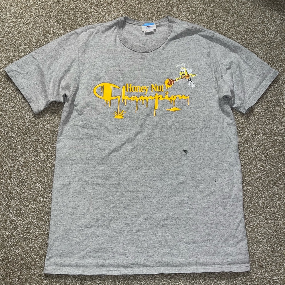 Champion - Grey Honey Nut Cheerios graphic tee